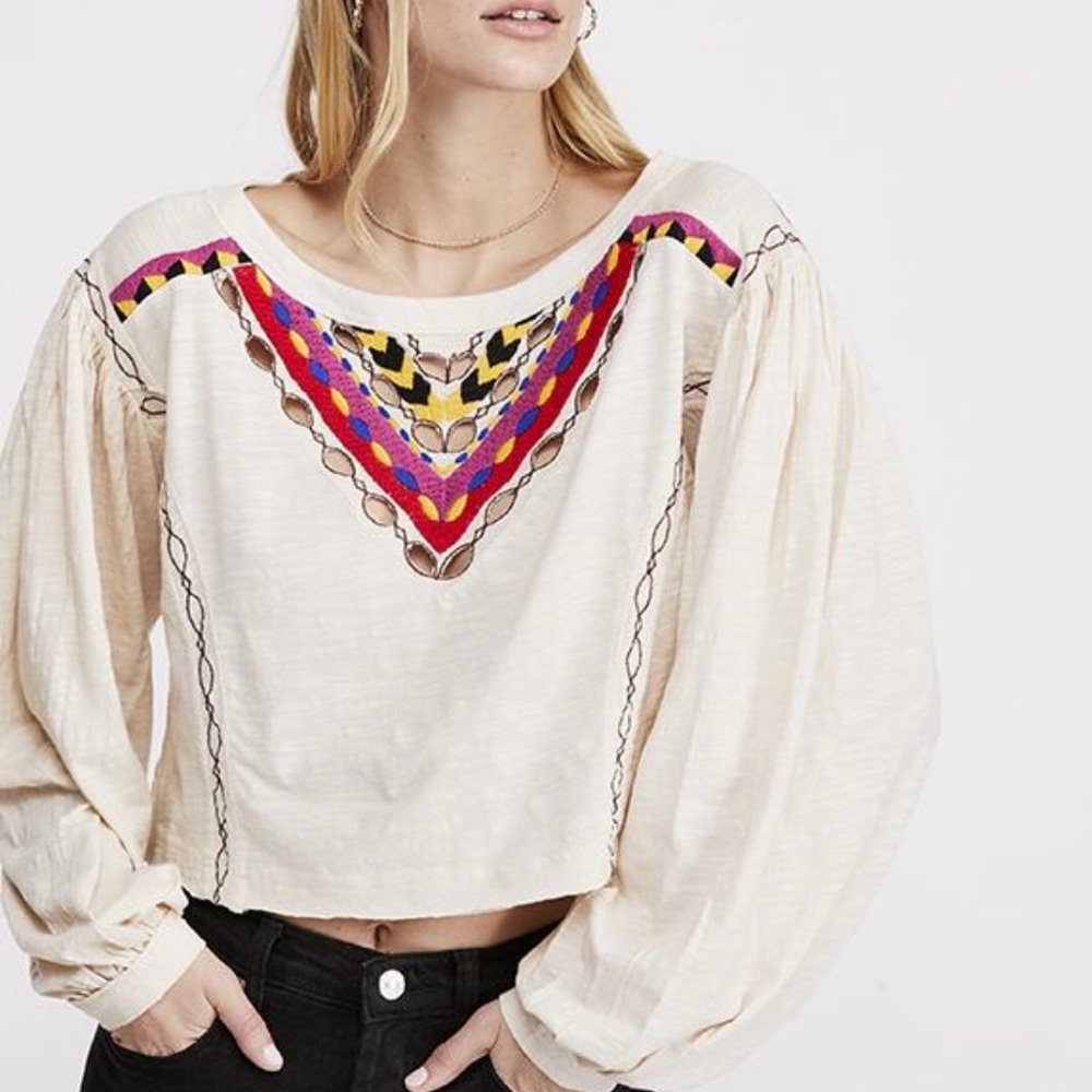 Free People • Hand Me Down Embroidered Top.